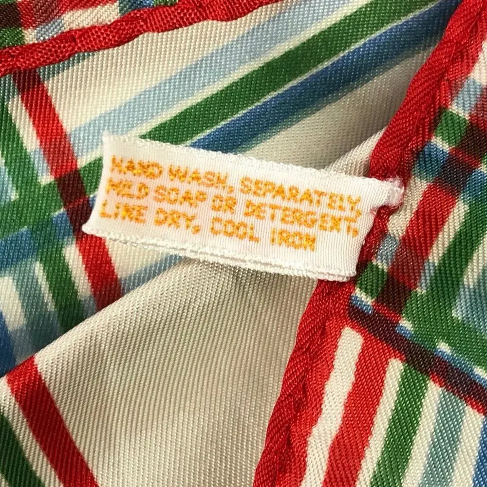 Vintage Japanese plaid oblong scarf - cream, red, green, blue